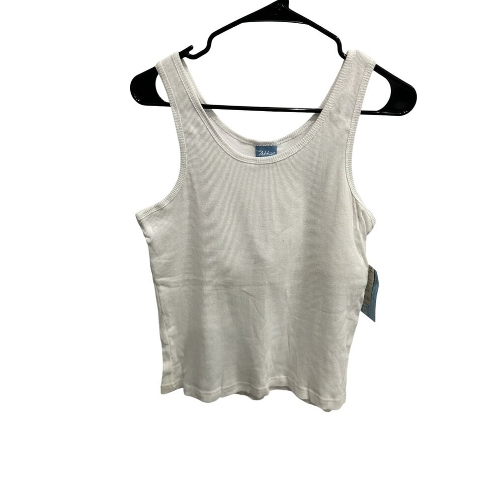 CLUB Attivo Sleeveless Scoop Neck Ribbed Tank Top White Sz XL Workout Active NWT